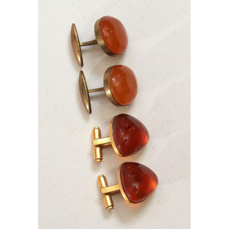 21g natural Baltic amber cufflinks gilding stamped USSR (1 of 20)
