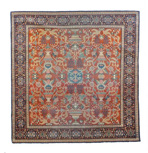 Farahan Sarouk, 4'10" X 4'10": Extremely fine Persian antique Farhan Sarouk rug, circa 1890. Reserve: $4,750.00 Shipping: Domestic: Flat-rate of $45.00 to anywhere within the contiguous U.S. International: Foreign shipping rates ar