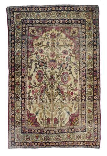 Lavar Kerman, 4'6" x 7': Extremely fine Persian antique Lavar Kerman rug, circa 1890. Reserve: $2,800.00 Shipping: Domestic: Flat-rate of $45.00 to anywhere within the contiguous U.S. International: Foreign shipping rates are