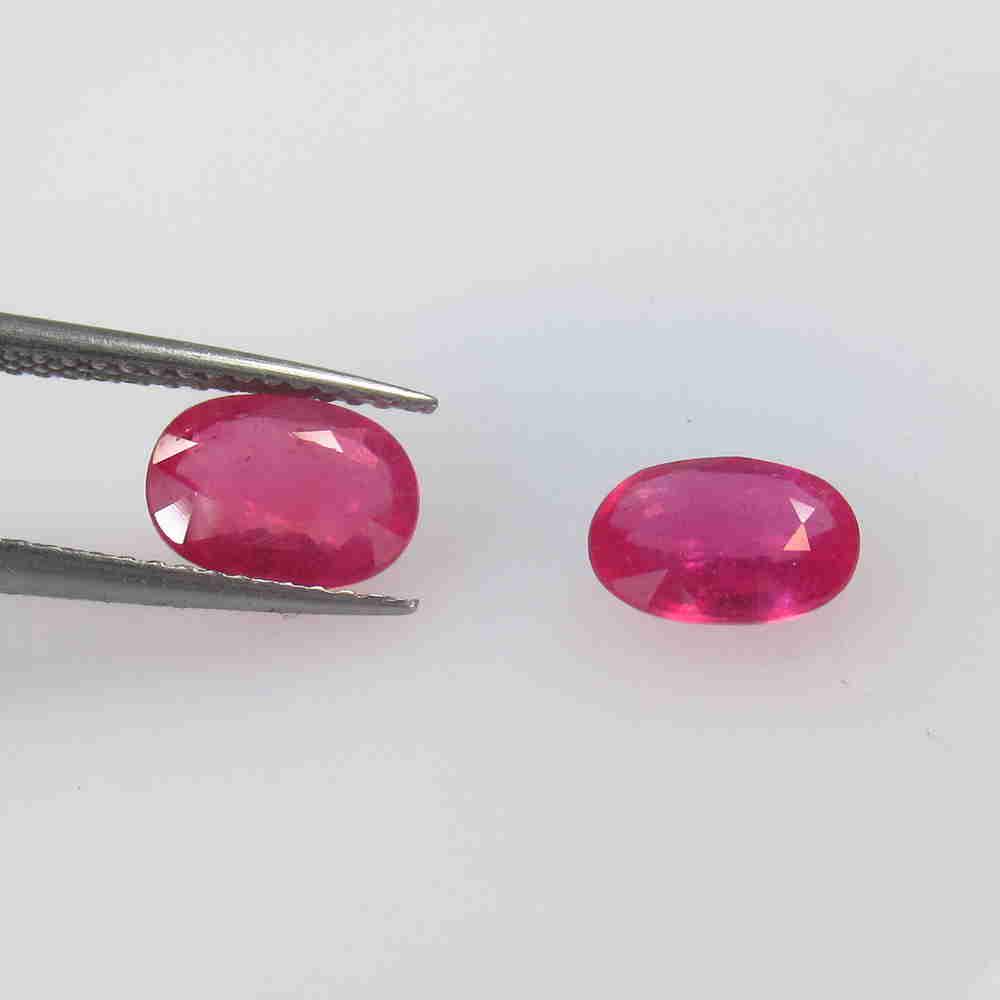 2.58 Ctw Natural Mozambique Pinkish Ruby Oval Pair (1 of 2)