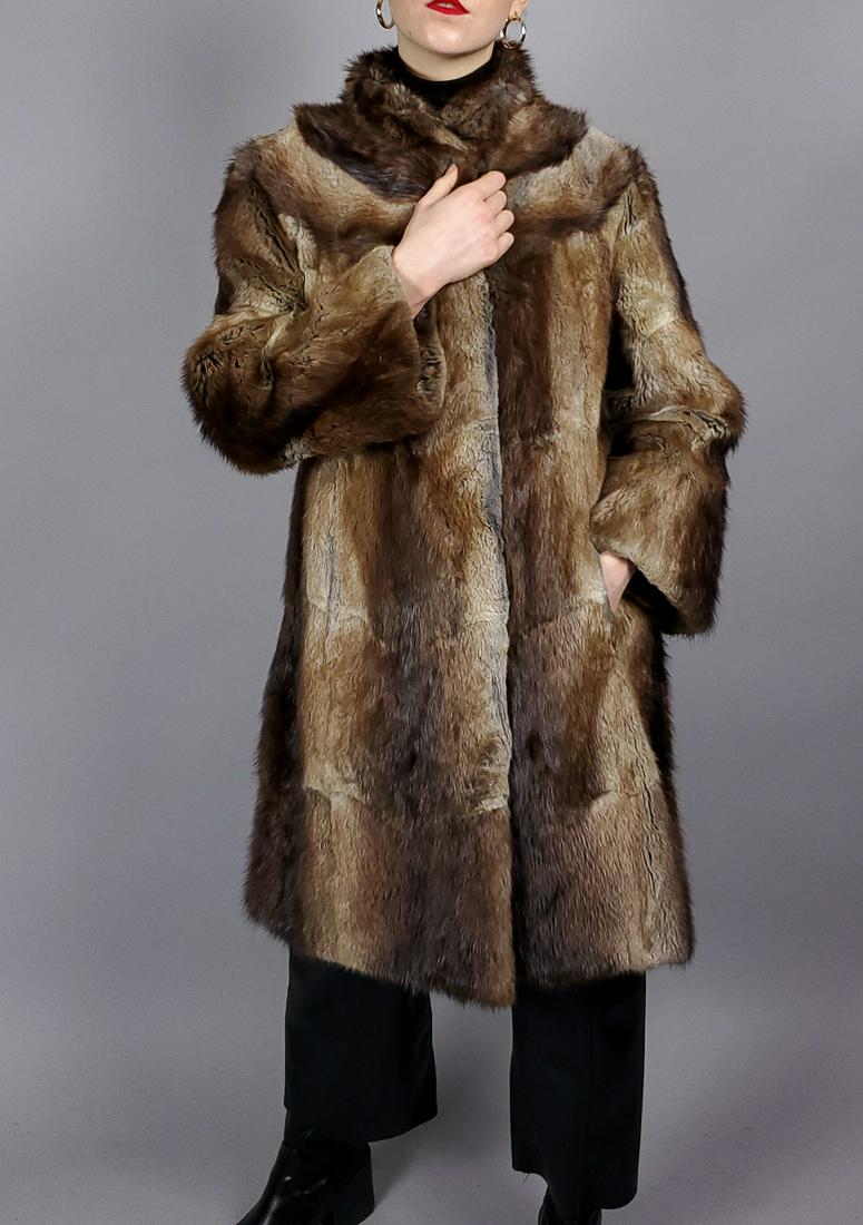 Brown Muskrat Fur Coat (1 of 9)