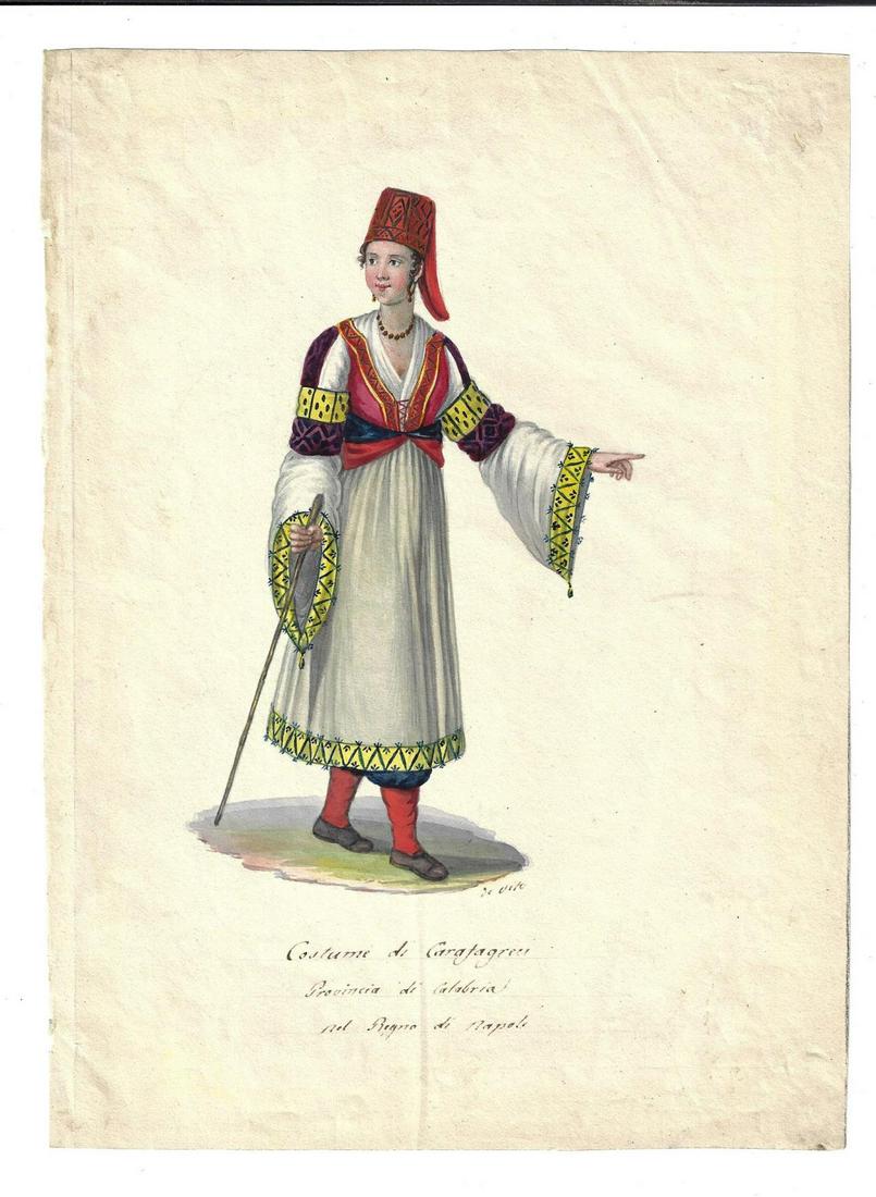 19th C Original Costume Artwork of Calabria (1 of 1)
