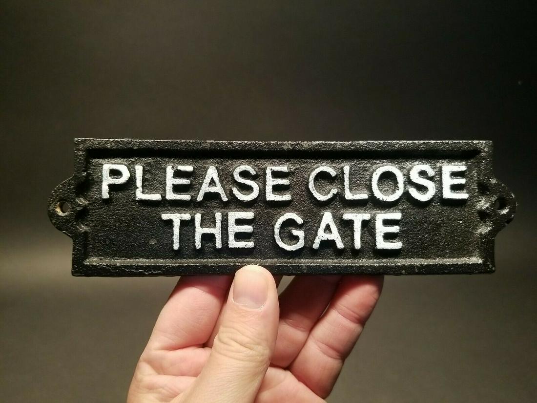 Cast Iron Please Close The Gate Sign (1 of 20)