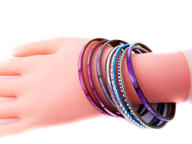 Stackable Mixed Metal Enamel Thin Trending Bangle (1 of 4)