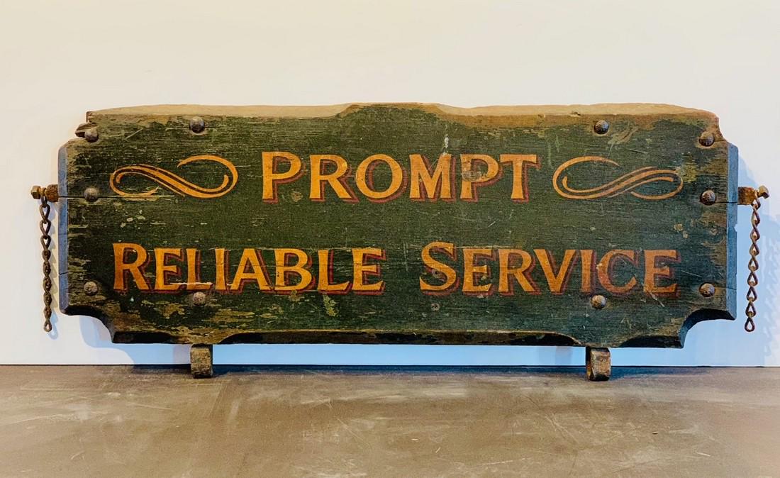 19th c PROMPT RELIABLE SERVICE Brooklyn Sign (1 of 5)