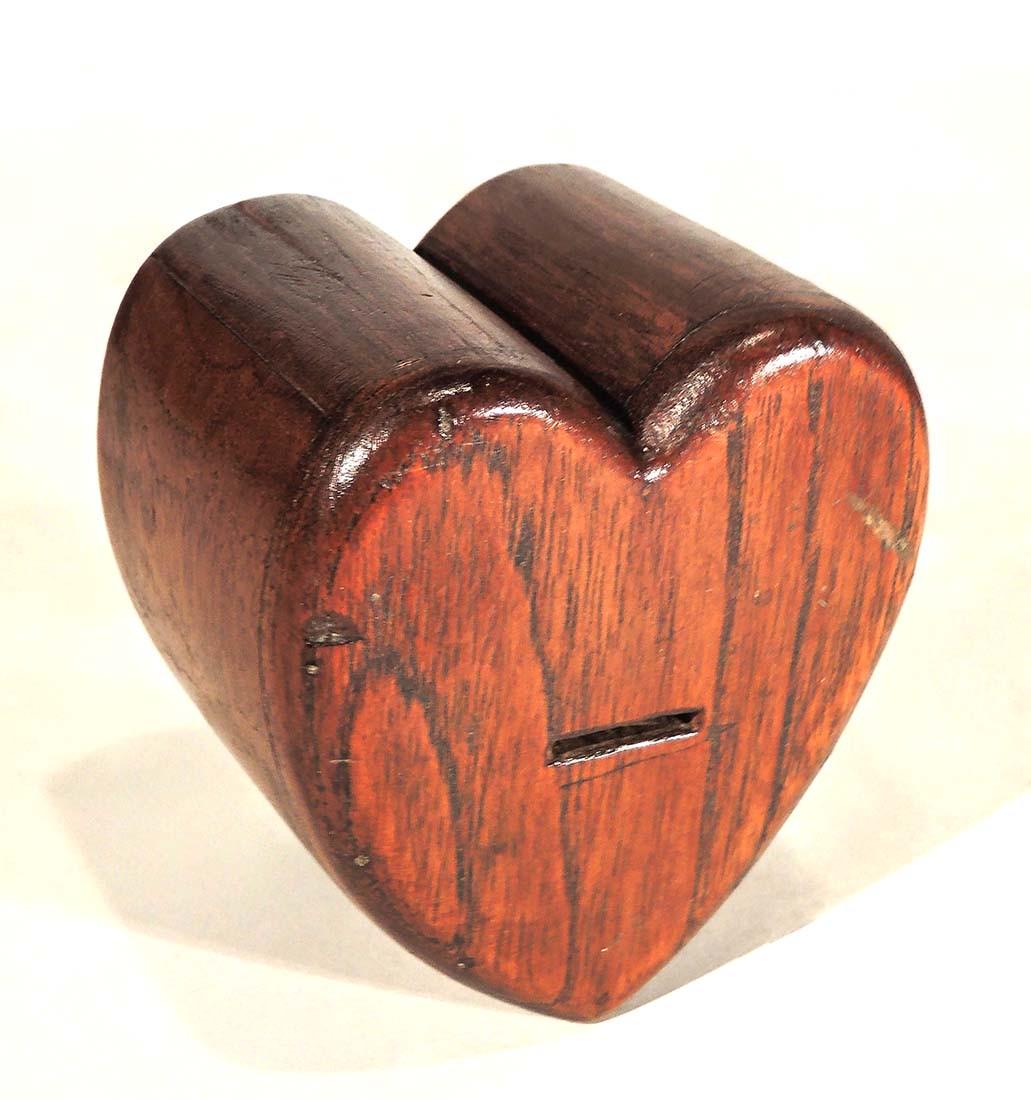 Carved Heart-shaped Box / Bank (1 of 4)