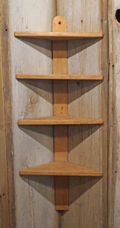Antique Primitive Wooden Corner Shelf (1 of 3)