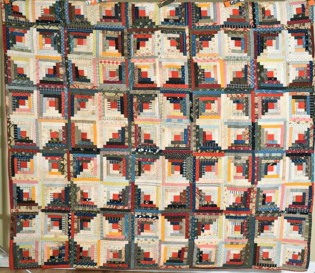 1880's Sunshine & Shadows Log Cabin Quilt (1 of 16)