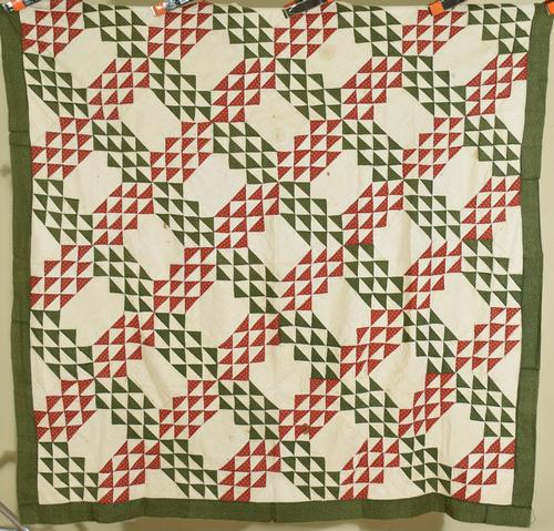 1870's Red & Green Ocean Waves Quilt Top (1 of 6)