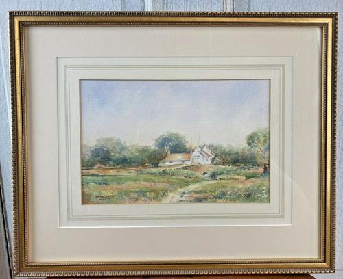 Original VINTAGE Watercolor Painting Mark Smith Cross: Title: Original VINTAGE Watercolor Painting Mark Smith Cross Keys Framed Provenance/Additional Info: Original VINTAGE Watercolor Painting Mark Smith Cross Keys Framed Materials: MIXED MATERIAL Dimensi