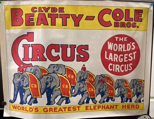 Vintage Clyde Beatty-Cole Bros Circus Elephant Poster