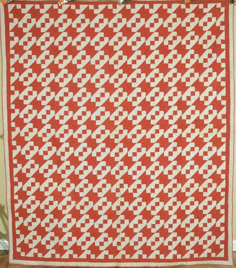 1880's Red & White Jacob's Ladder Quilt (1 of 14)