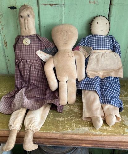 3 PRIMITIVE QUILT PIECE RAG DOLL AMERICANA (1 of 8)
