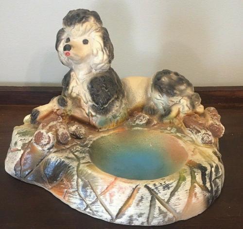 1930-40'S CARNIVAL CHALKWARE POODLE Trinket Holder (1 of 6)