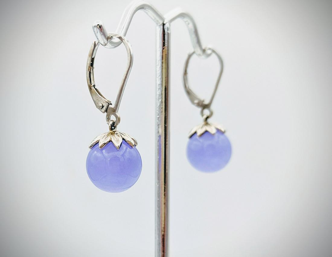 Sterling Silver Violet Jade Earrings (1 of 3)