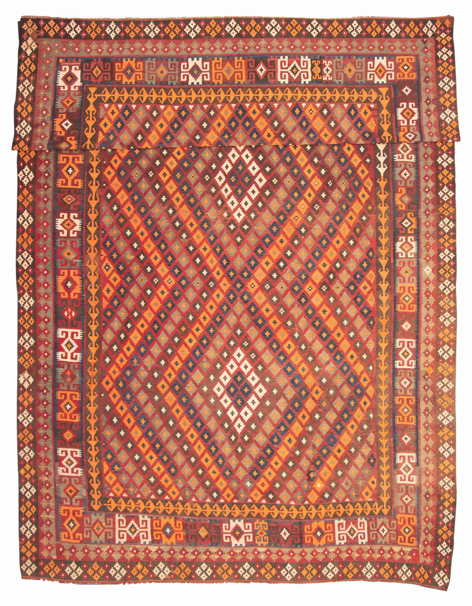Hand woven Shirvan Dark Red Wool Kilim 10'6" x 19'7" (1 of 3)