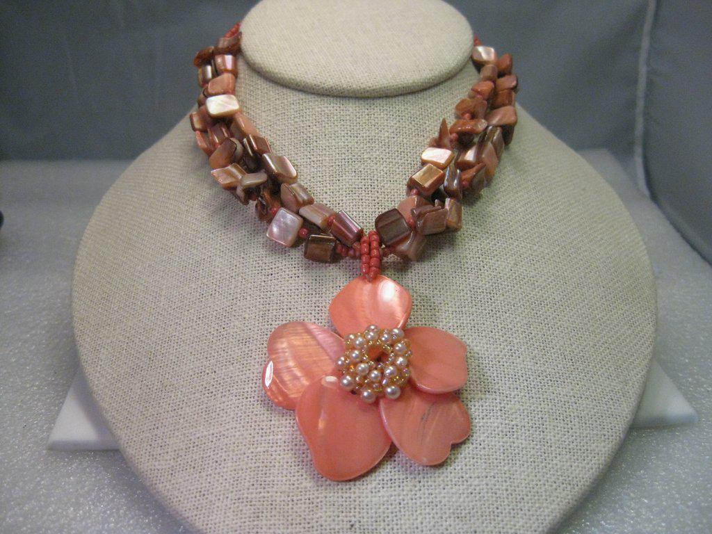 Vintage Shell Multi-Strand Necklace, Floral Pendant & (1 of 9)