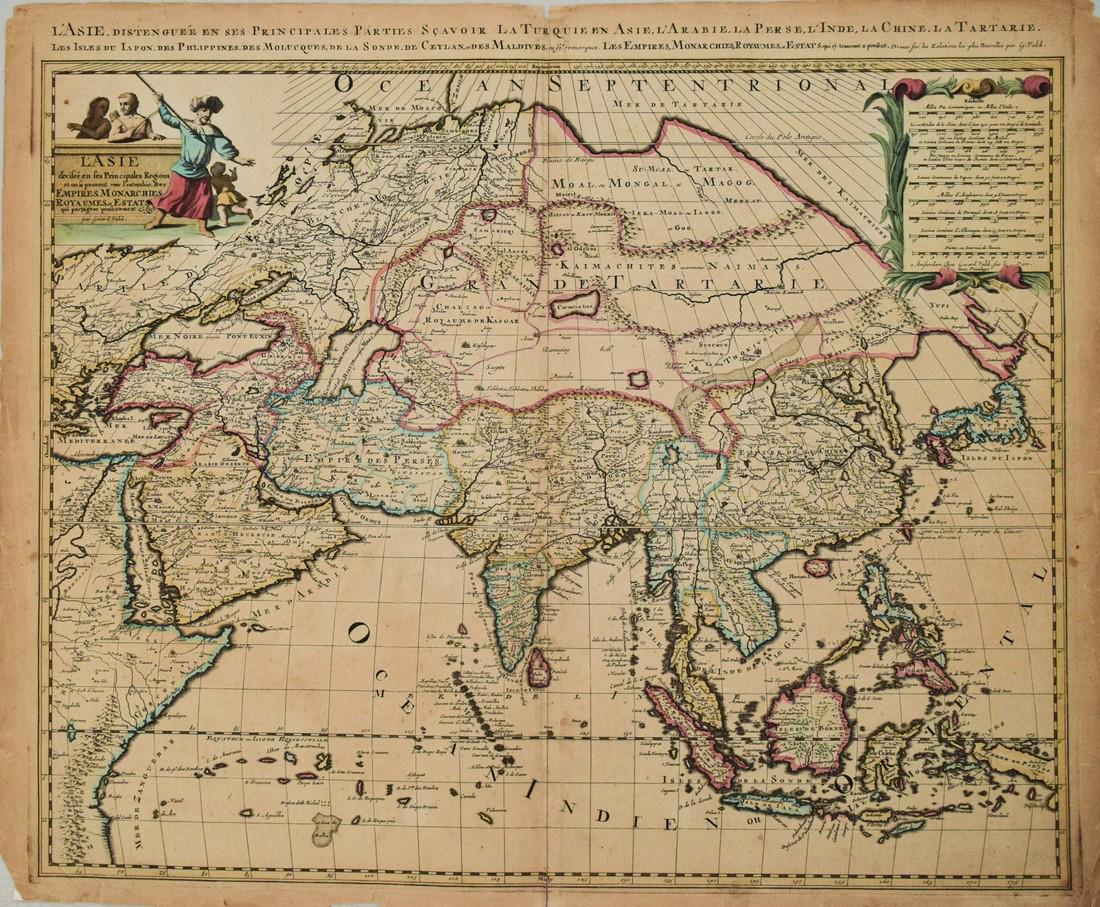 1700 Valk Map od Asia -- L'Asie Divisee en ses (1 of 1)