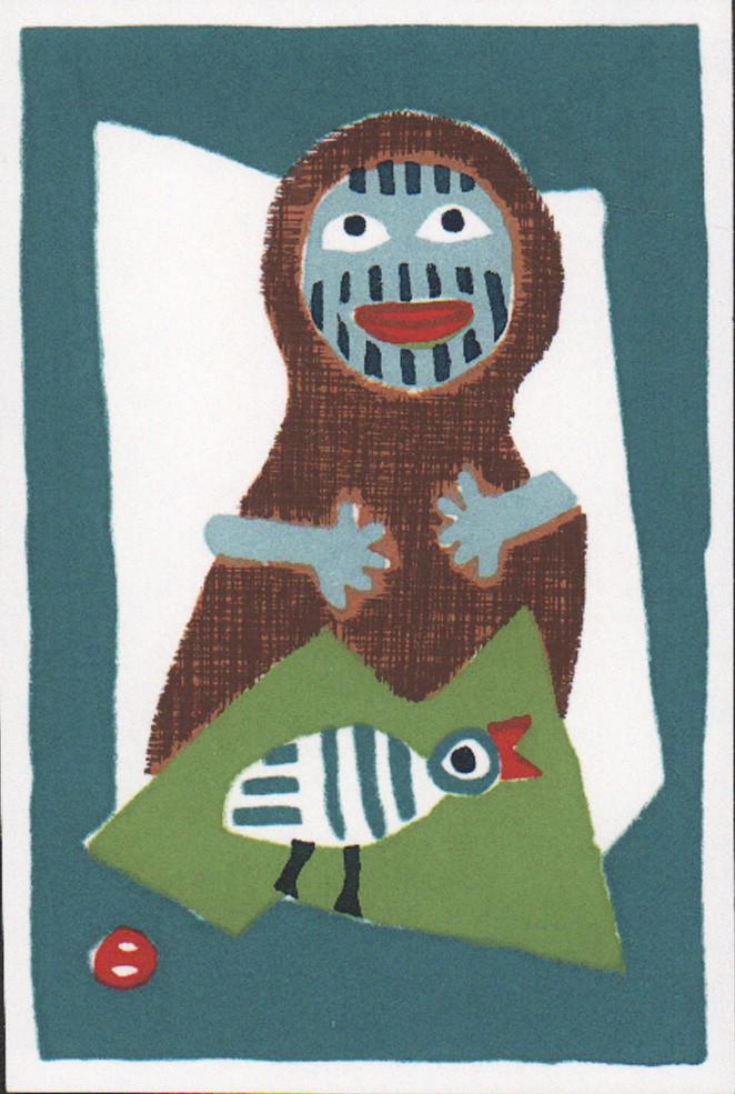 Umetaro Azechi: Mt Woman And Bird: Title: Umetaro Azechi - Mt Woman And Bird Size/Format: The print image measures 3 7/8 x 6 inches plus full margins Medium: Woodblock Print Reserve: $60.00 Shipping: Domestic: Flat-rate of $10.00 to an