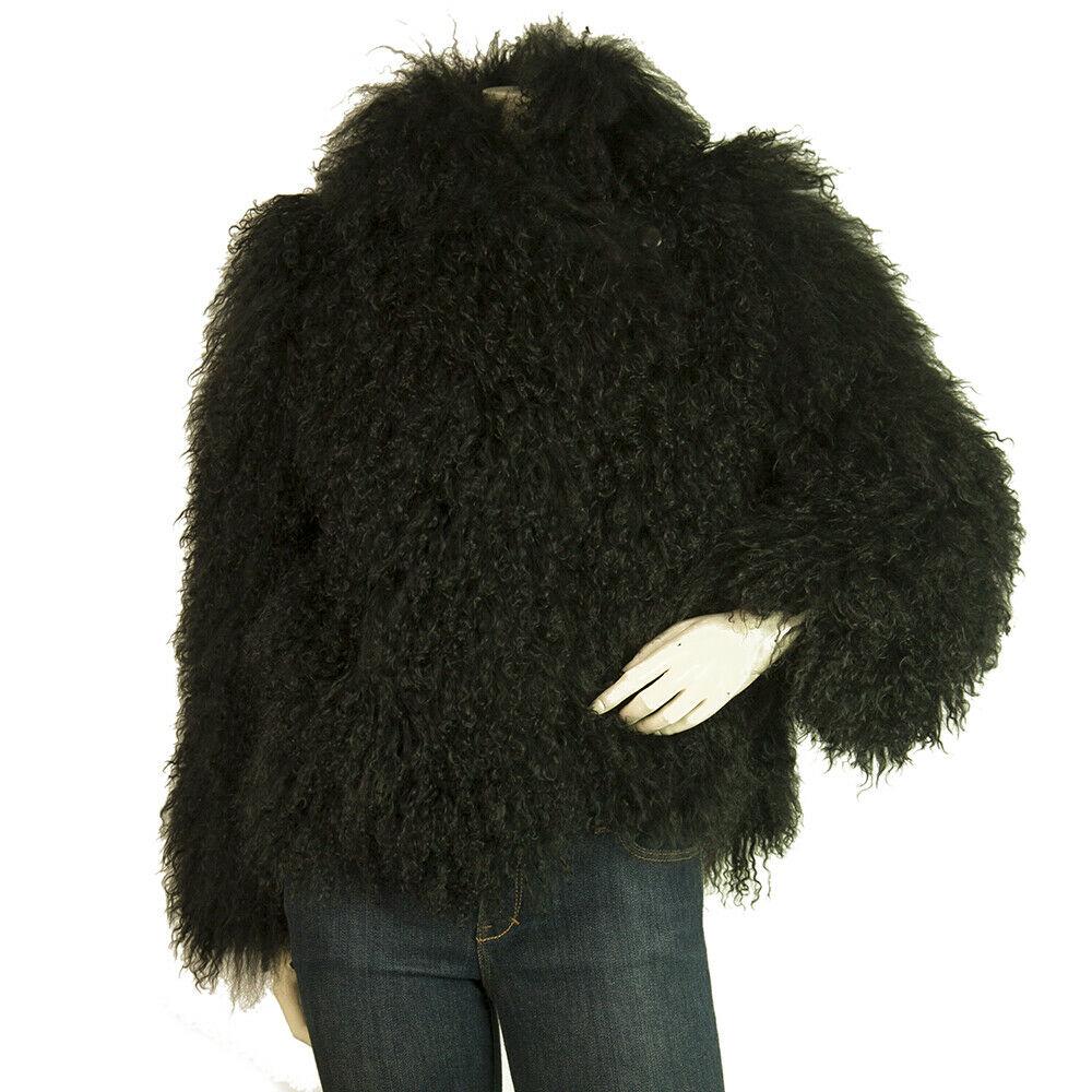Diane Von Furstenburg DVF Black Lamb Fur Shearling Long (1 of 6)
