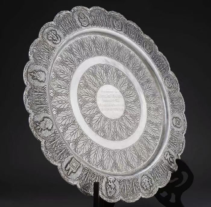 Malaysian handmade sterling silver platter at the (1 of 6)