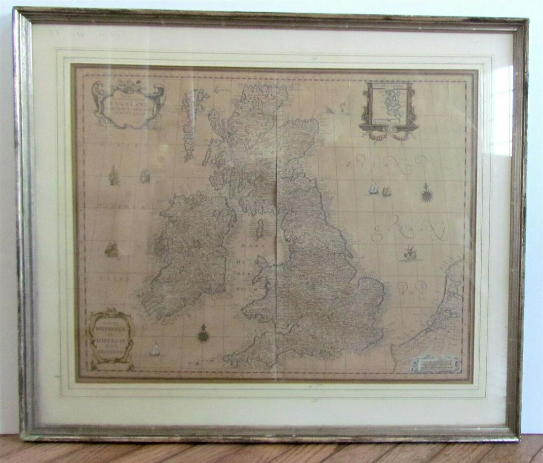 1638 JAN JANSSON HAND COLORED ANTIQUE BRITISH ISLES MAP (1 of 12)