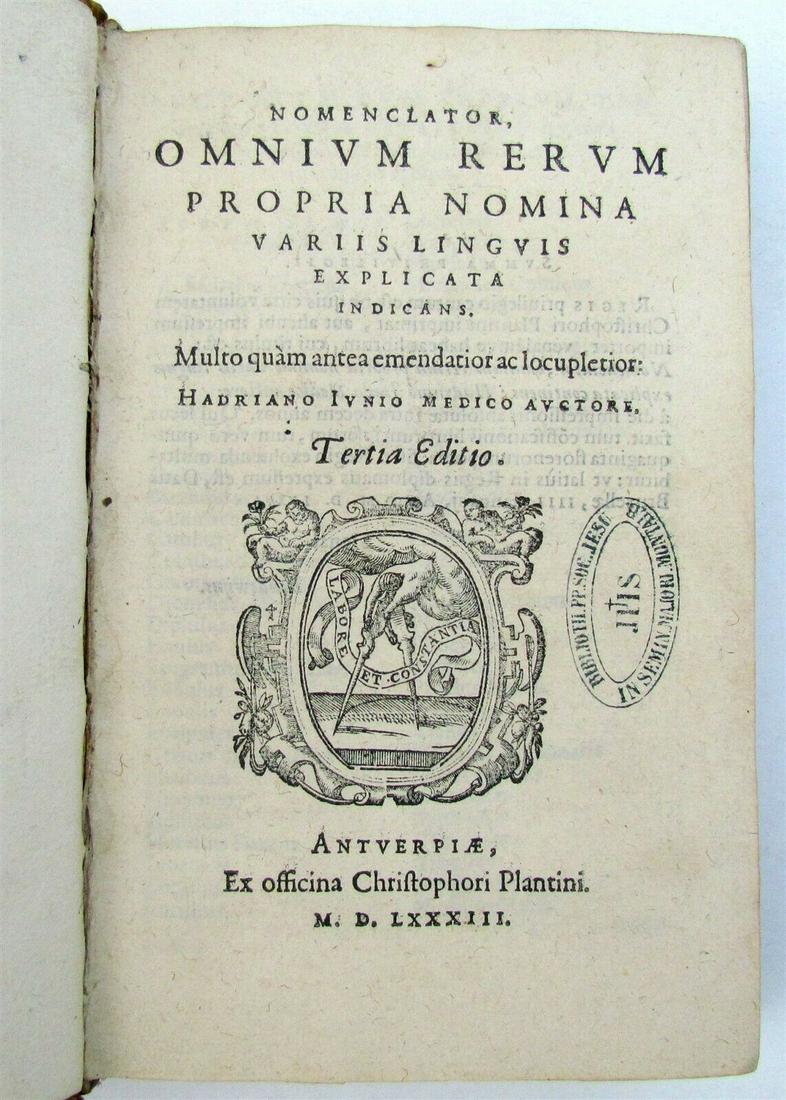 1583 PLANTIN PUBLISHING Hadrianus JUNIUS antique VELLUM (1 of 14)