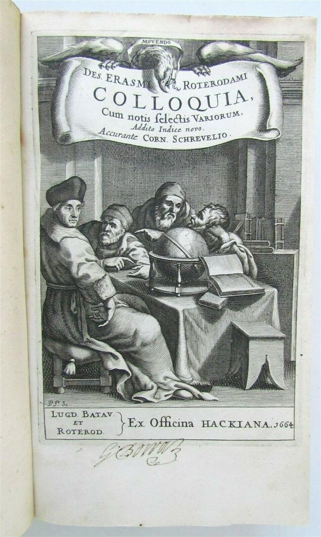 1664 Desiderius ERASMUS COLLOQUIA antique VELLUM (1 of 12)