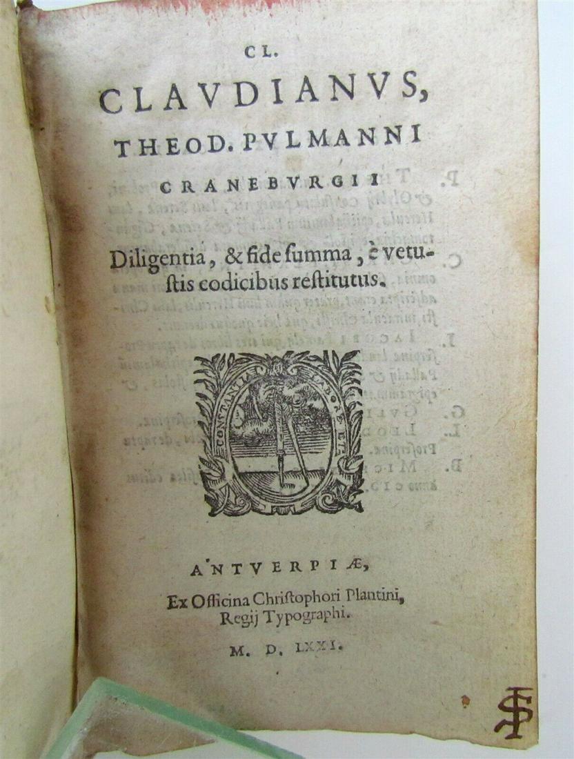 1571 LATIN POETRY by CLAUDIAN PLANTIN PUBLISHERS (1 of 12)