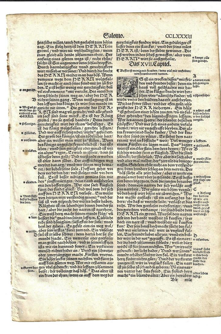 1534 German Bible Leaf Woodcut Initials Qentels Koln (1 of 3)