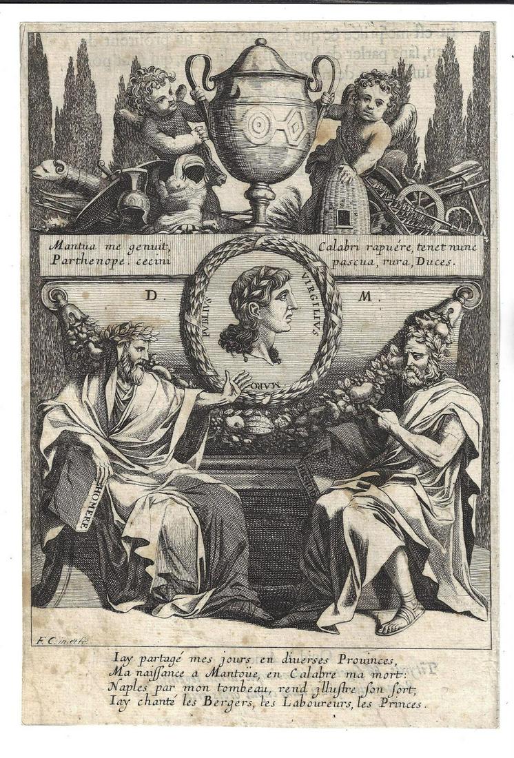 17th C Fine Engraving Homer Hesiod (1 of 2)