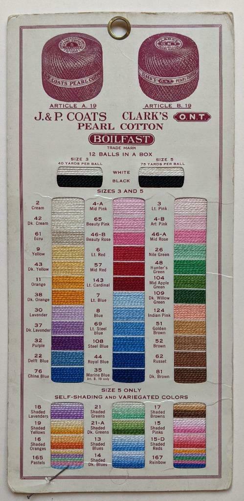 VINTAGE SAMPLE BOARD w SEWING THREAD COLOR s J & P (1 of 4)