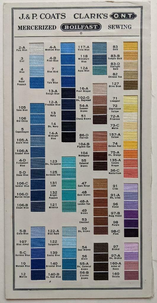 VINTAGE SAMPLE BOARD w SEWING THREAD COLOR s J & P (1 of 4)