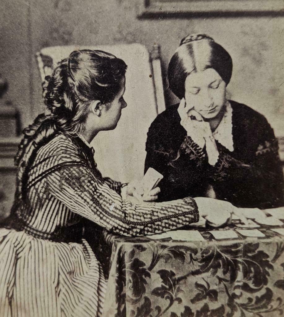 ca. 1880 s WOMEN FORTUNE TELLING w CARD s GEMS of (1 of 6)