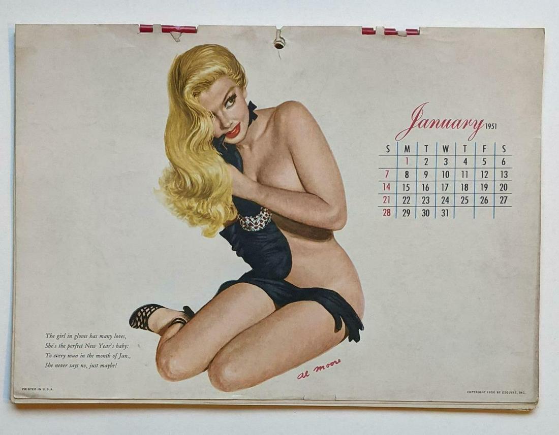 VINTAGE 1951 PIN UP MODEL CALENDAR by ESQUIRE w AL (1 of 8)