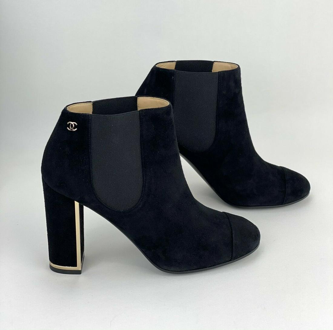 CHANEL short Black suede leather Slip on Chunky heel (1 of 20)