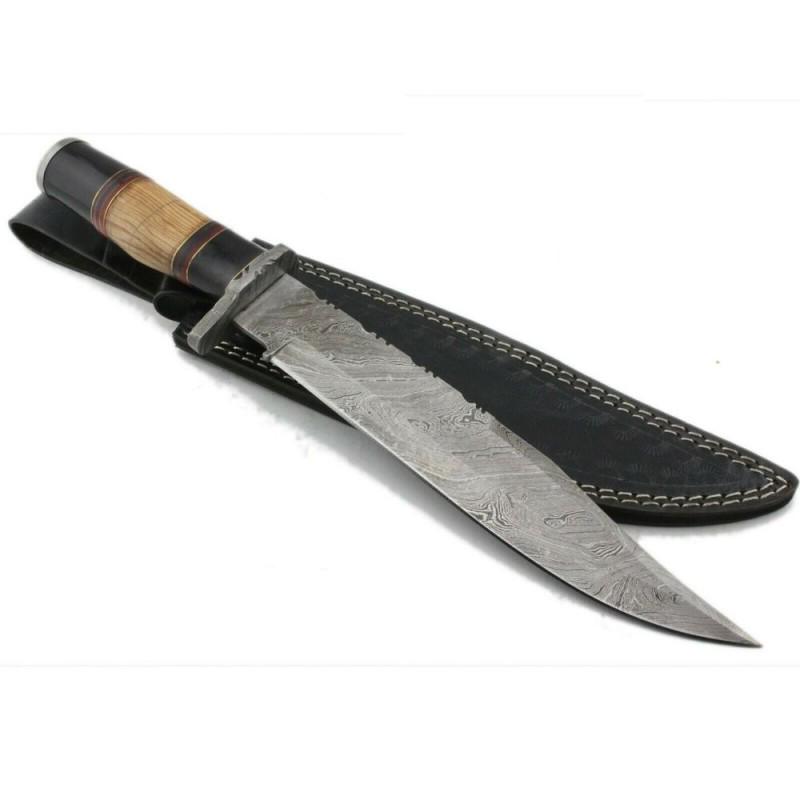 Bowie damascus steel knife handmade walnut wood (1 of 4)