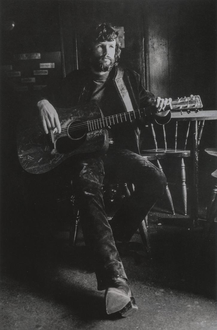 JIM MARSHALL - Kris Kristofferson, Troubadour, LA: Artist: Jim Marshall Title: Kris Kristofferson at the Troubadour, LA Medium: Photo Litho, 2009, China Dimensions: 6.55x9.95" Description: Heat Wax Mounted on 11x14" Conservation Board Artist Bio: Jame