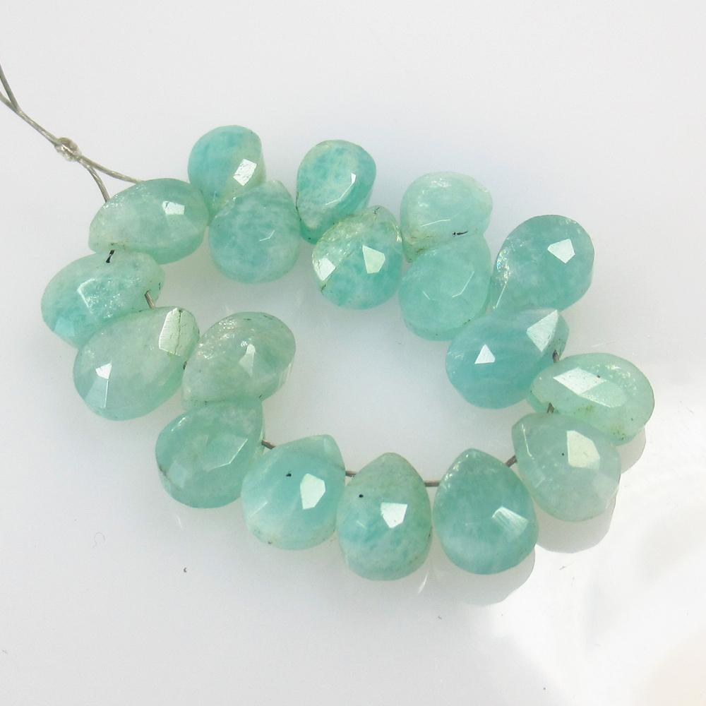 21.00 Ct Natural 18 Drilled Amazonite Pear Beads: No Reserve! Title: 21.00 Ct Natural 18 Drilled Amazonite Pear Beads Stone Clarity: Opaque Gemstone: Natural Amazonite Beads Carat Weight: 21.00 Size/Dimensions: 7.3x5.6 to 8.0x5.9 mm / 18 PC's Additio