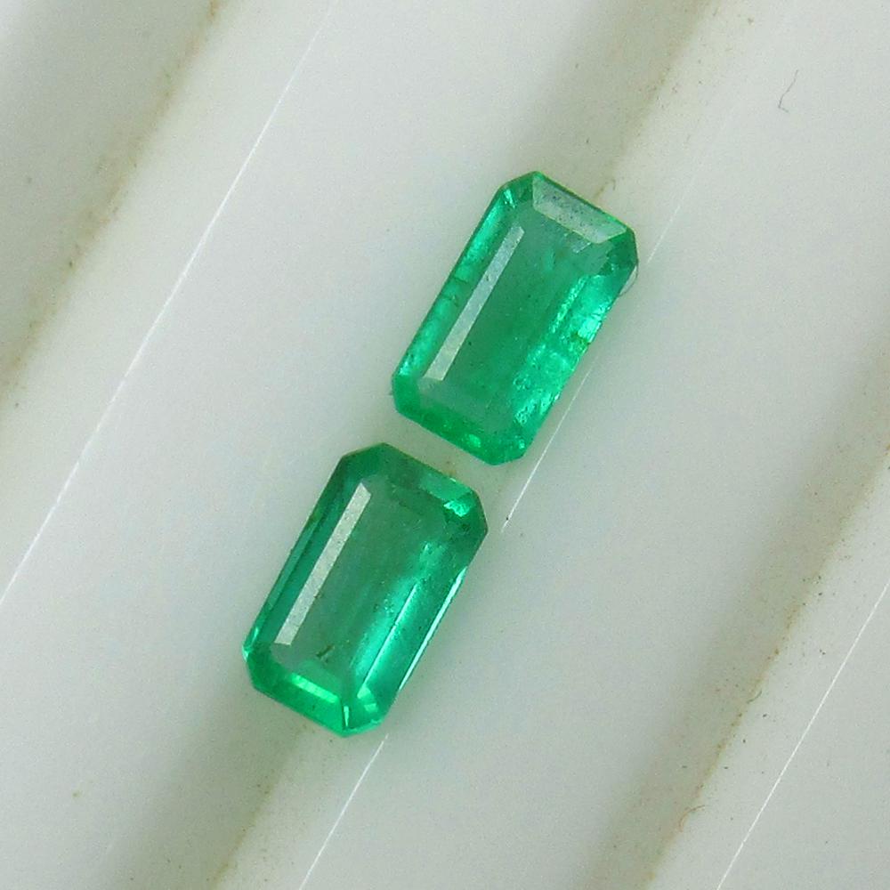 0.42 Ct Natural Zambian Emerald Octagon Pair (1 of 2)
