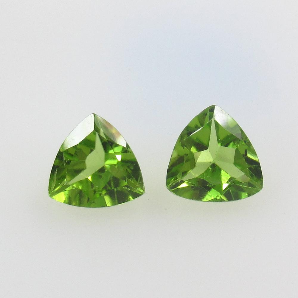 2.55 Ct Natural Pakistan Peridot Trillion Pair (1 of 2)