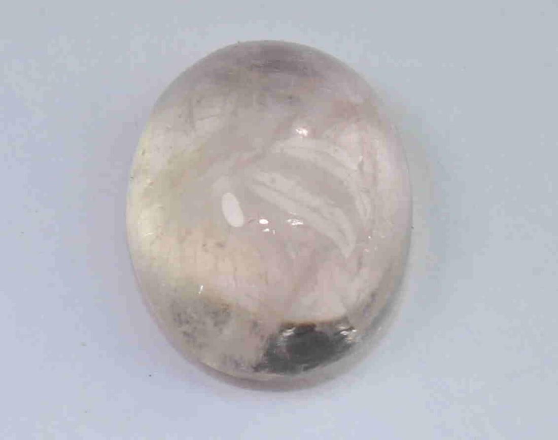 3.17 Cts Natural Morganite: No Reserve! Title: 3.17 Cts Natural Morganite Description: Gemstone: Natural Morganite Origin: Africa Weight: 3.17 Carats Measurements: 10.1x8x5 mm Shape : Oval Cabochon Colour: Peach Pink Transparenc