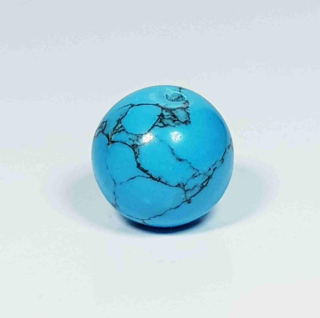 5.40 ct 11mm Round Drilled Natural Turquoise: No Reserve! Title: 5.40 ct 11mm Round Drilled Natural Turquoise Color/Clarity: Opaque Gemstones: Loosegemstone Carat Weights: 5.4 Size/Dimensions: 9.90 x 9.90 x 9.50 Additional Information: Round - Br