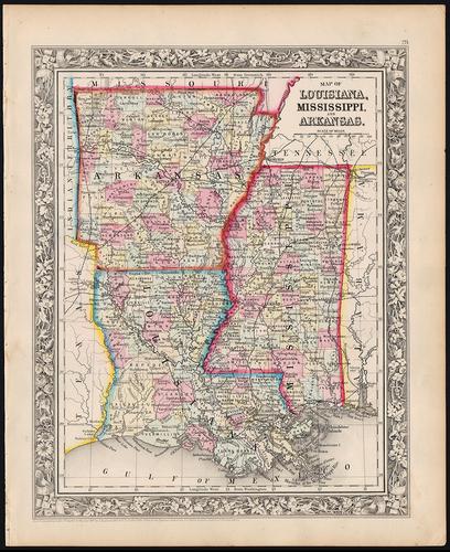 Civil War era map of deep southern states, 1860/62 (1 of 4)