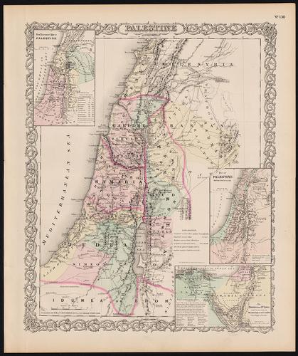 Fine map of Palestine, Colton 1886 (1 of 4)