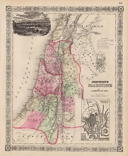Authentic vintage map of Palestine, c1867 (1 of 5)