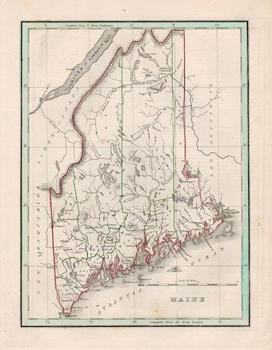 Nice early map of Maine by T. G. Bradford, 1835 (1 of 4)