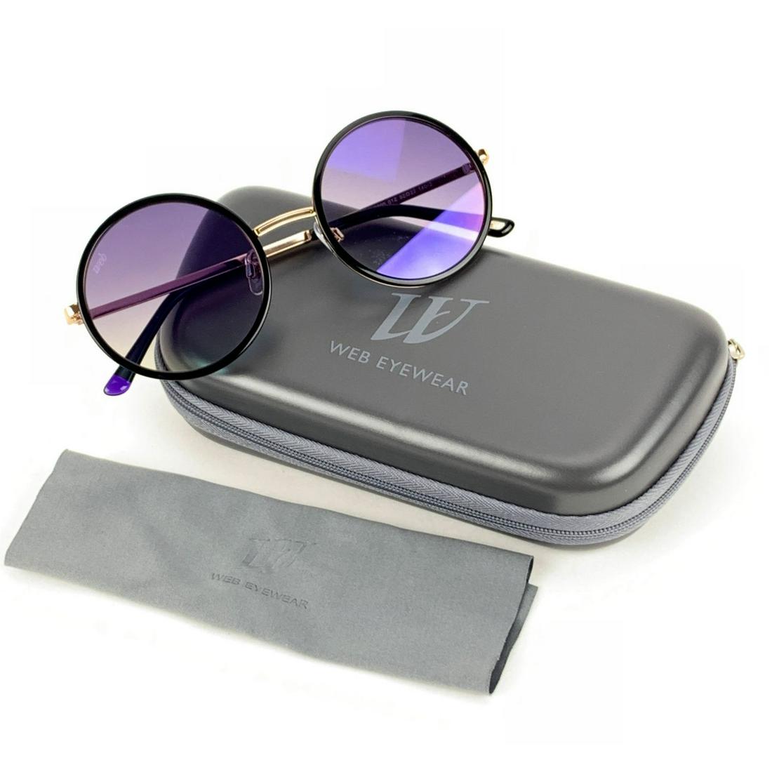 Web Black and Gold Metal Round Sunglasses WE200 52/22 (1 of 5)