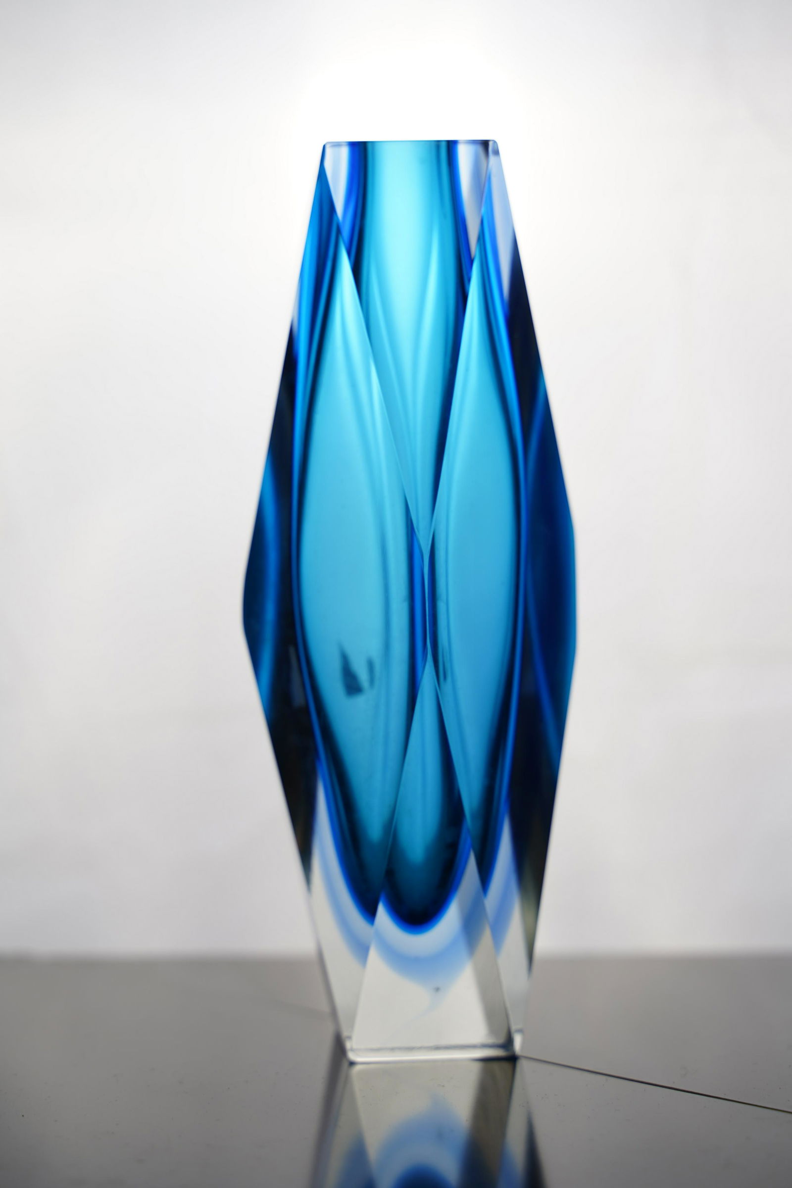 Vintage bright blue “sommerso” murano glass vase by (1 of 15)