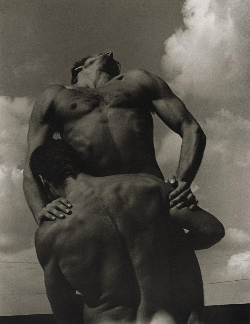 KEN HAAK - Male Nudes, 1983: Artist: KEN HAAK Title: Male Nudes, 1983 Medium: Photo Litho, 1986, USA Dimensions: 6.4x8.25" Description: Heat Wax Mounted on 8.5x11" Conservation Board Artist Bio: Ken Haak (1923 - 1991) Celebrated 